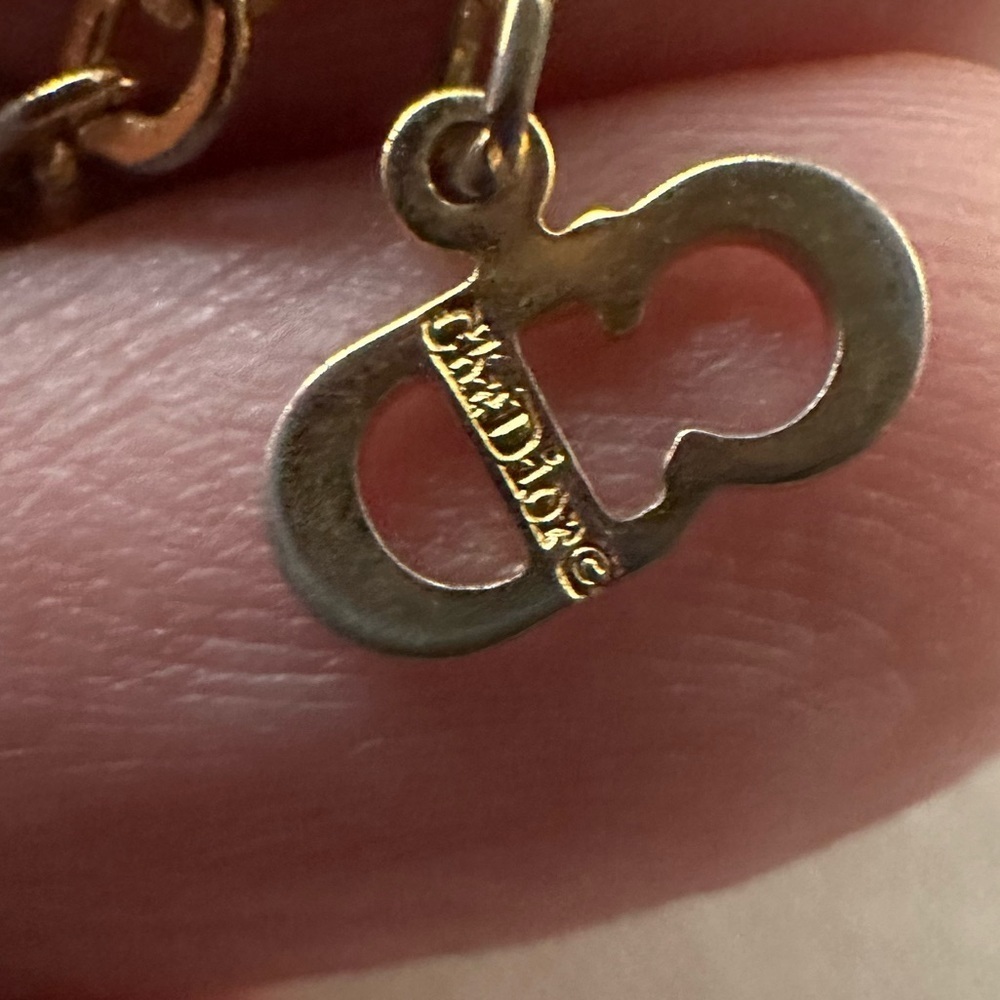 Christian Dior CD-Logo Design Pendant Necklace Golden - Picture 4 of 4